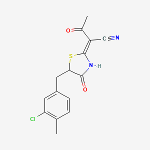 (Z)-2-(5-(3-chloro-4-methylbenzyl)-4-oxothiazolidin-2-ylidene)-3-oxobutanenitrile