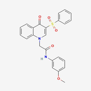 molecular formula C24H20N2O5S B2911976 2-[3-(benzenesulfonyl)-4-oxo-1,4-dihydroquinolin-1-yl]-N-(3-methoxyphenyl)acetamide CAS No. 902278-95-9
