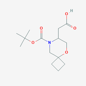 molecular formula C14H23NO5 B2912008 2-[8-[(2-Methylpropan-2-yl)oxycarbonyl]-5-oxa-8-azaspiro[3.5]nonan-7-yl]acetic acid CAS No. 2408972-75-6
