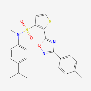 molecular formula C23H23N3O3S2 B2912018 N-methyl-2-[3-(4-methylphenyl)-1,2,4-oxadiazol-5-yl]-N-[4-(propan-2-yl)phenyl]thiophene-3-sulfonamide CAS No. 1105224-40-5