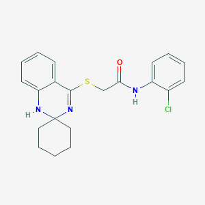 molecular formula C21H22ClN3OS B2912019 N-(2-chlorophenyl)-2-{1'H-spiro[cyclohexane-1,2'-quinazoline]sulfanyl}acetamide CAS No. 893787-52-5