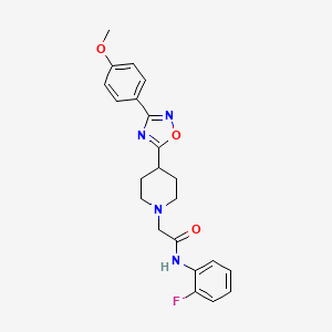 molecular formula C22H23FN4O3 B2912034 N-(2-fluorophenyl)-2-{4-[3-(4-methoxyphenyl)-1,2,4-oxadiazol-5-yl]piperidin-1-yl}acetamide CAS No. 1251619-89-2