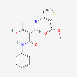 Methyl 3-((3-oxo-2-(N-phenylcarbamoyl)but-1-enyl)amino)thiophene-2-carboxylate