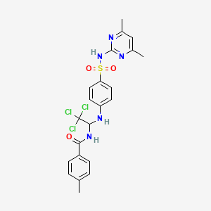 4-methyl-N-(2,2,2-trichloro-1-((4-(N-(4,6-dimethylpyrimidin-2-yl)sulfamoyl)phenyl)amino)ethyl)benzamide