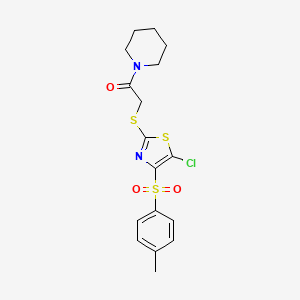 2-((5-Chloro-4-tosylthiazol-2-yl)thio)-1-(piperidin-1-yl)ethanone