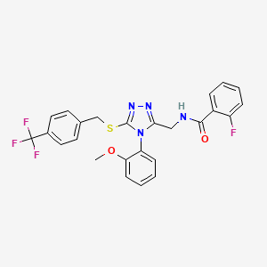 2-fluoro-N-[[4-(2-methoxyphenyl)-5-[[4-(trifluoromethyl)phenyl]methylsulfanyl]-1,2,4-triazol-3-yl]methyl]benzamide