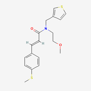 molecular formula C18H21NO2S2 B2912067 (E)-N-(2-methoxyethyl)-3-(4-(methylthio)phenyl)-N-(thiophen-3-ylmethyl)acrylamide CAS No. 1798406-90-2