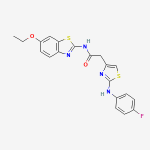 molecular formula C20H17FN4O2S2 B2912072 N-(6-ethoxy-1,3-benzothiazol-2-yl)-2-{2-[(4-fluorophenyl)amino]-1,3-thiazol-4-yl}acetamide CAS No. 1171069-41-2