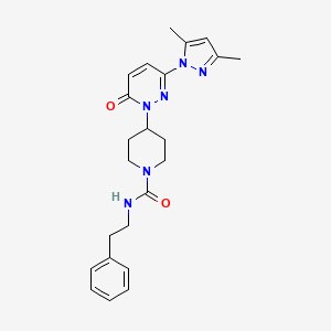 molecular formula C23H28N6O2 B2912077 4-[3-(3,5-dimethyl-1H-pyrazol-1-yl)-6-oxo-1,6-dihydropyridazin-1-yl]-N-(2-phenylethyl)piperidine-1-carboxamide CAS No. 2380189-26-2