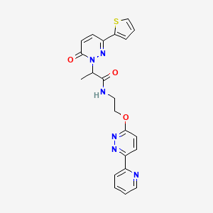 2-(6-oxo-3-(thiophen-2-yl)pyridazin-1(6H)-yl)-N-(2-((6-(pyridin-2-yl)pyridazin-3-yl)oxy)ethyl)propanamide