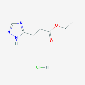 molecular formula C7H12ClN3O2 B2912087 ethyl 3-(1H-1,2,4-triazol-5-yl)propanoate hydrochloride CAS No. 2287310-09-0