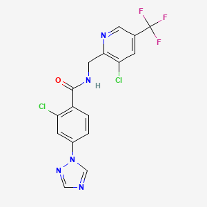 2-chloro-N-{[3-chloro-5-(trifluoromethyl)pyridin-2-yl]methyl}-4-(1H-1,2,4-triazol-1-yl)benzamide