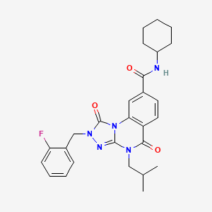 N-cyclohexyl-2-(2-fluorobenzyl)-4-isobutyl-1,5-dioxo-1,2,4,5-tetrahydro-[1,2,4]triazolo[4,3-a]quinazoline-8-carboxamide