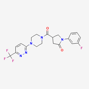 1-(3-Fluorophenyl)-4-[4-[6-(trifluoromethyl)pyridazin-3-yl]piperazine-1-carbonyl]pyrrolidin-2-one