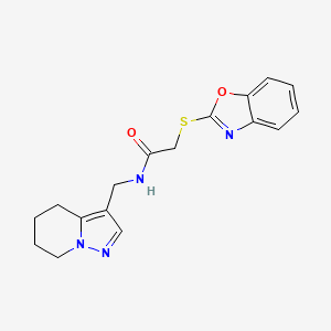molecular formula C17H18N4O2S B2912130 2-(benzo[d]oxazol-2-ylthio)-N-((4,5,6,7-tetrahydropyrazolo[1,5-a]pyridin-3-yl)methyl)acetamide CAS No. 2034265-21-7