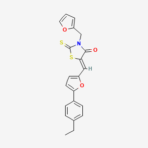 molecular formula C21H17NO3S2 B2912138 (Z)-5-((5-(4-ethylphenyl)furan-2-yl)methylene)-3-(furan-2-ylmethyl)-2-thioxothiazolidin-4-one CAS No. 900134-53-4
