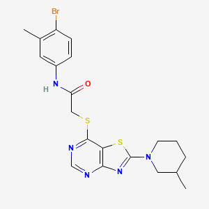 molecular formula C20H22BrN5OS2 B2912162 N-(4-bromo-3-methylphenyl)-2-((2-(3-methylpiperidin-1-yl)thiazolo[4,5-d]pyrimidin-7-yl)thio)acetamide CAS No. 1189665-98-2
