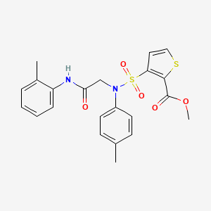 molecular formula C22H22N2O5S2 B2912167 methyl 3-[(4-methylphenyl)({[(2-methylphenyl)carbamoyl]methyl})sulfamoyl]thiophene-2-carboxylate CAS No. 895265-47-1
