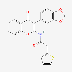 molecular formula C22H15NO5S B2912176 N-[3-(2H-1,3-benzodioxol-5-yl)-4-oxo-4H-chromen-2-yl]-2-(thiophen-2-yl)acetamide CAS No. 902327-40-6