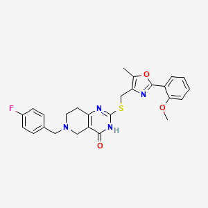 molecular formula C26H25FN4O3S B2912188 N-(cyclohexylmethyl)-5-{[4-(isobutyrylamino)phenoxy]methyl}isoxazole-3-carboxamide CAS No. 1112430-49-5