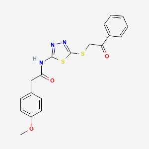 molecular formula C19H17N3O3S2 B2912193 2-(4-methoxyphenyl)-N-(5-phenacylsulfanyl-1,3,4-thiadiazol-2-yl)acetamide CAS No. 391875-14-2