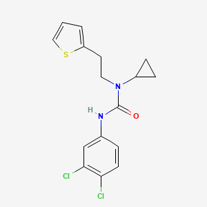 molecular formula C16H16Cl2N2OS B2912197 1-Cyclopropyl-3-(3,4-dichlorophenyl)-1-(2-(thiophen-2-yl)ethyl)urea CAS No. 1396806-68-0