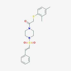 molecular formula C22H26N2O3S2 B2912206 2-[(2,4-Dimethylphenyl)sulfanyl]-1-[4-(2-phenylethenesulfonyl)piperazin-1-yl]ethan-1-one CAS No. 1428113-60-3
