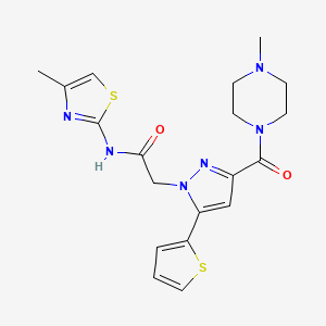 2-(3-(4-methylpiperazine-1-carbonyl)-5-(thiophen-2-yl)-1H-pyrazol-1-yl)-N-(4-methylthiazol-2-yl)acetamide