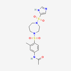 molecular formula C17H23N5O5S2 B2912210 N-(4-((4-((1H-imidazol-4-yl)sulfonyl)-1,4-diazepan-1-yl)sulfonyl)-3-methylphenyl)acetamide CAS No. 1903478-13-6