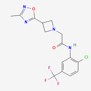molecular formula C15H14ClF3N4O2 B2912217 N-[2-chloro-5-(trifluoromethyl)phenyl]-2-[3-(3-methyl-1,2,4-oxadiazol-5-yl)azetidin-1-yl]acetamide CAS No. 1327202-86-7