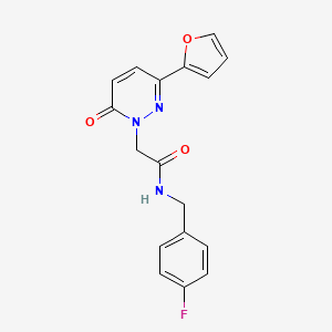 molecular formula C17H14FN3O3 B2912255 N-[(4-fluorophenyl)methyl]-2-[3-(furan-2-yl)-6-oxo-1,6-dihydropyridazin-1-yl]acetamide CAS No. 899752-36-4