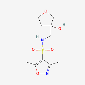 molecular formula C10H16N2O5S B2912268 N-[(3-hydroxyoxolan-3-yl)methyl]-3,5-dimethyl-1,2-oxazole-4-sulfonamide CAS No. 1919522-68-1