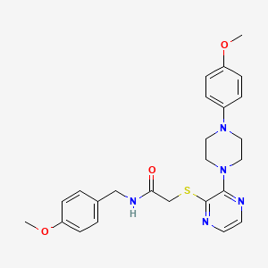 molecular formula C25H29N5O3S B2912302 N-[(4-methoxyphenyl)methyl]-2-({3-[4-(4-methoxyphenyl)piperazin-1-yl]pyrazin-2-yl}sulfanyl)acetamide CAS No. 1189446-97-6