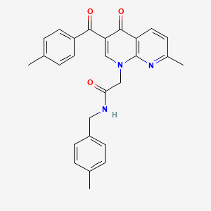 2-(7-methyl-3-(4-methylbenzoyl)-4-oxo-1,8-naphthyridin-1(4H)-yl)-N-(4-methylbenzyl)acetamide