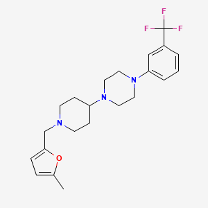 molecular formula C22H28F3N3O B2912342 1-(1-((5-Methylfuran-2-yl)methyl)piperidin-4-yl)-4-(3-(trifluoromethyl)phenyl)piperazine CAS No. 2034480-05-0