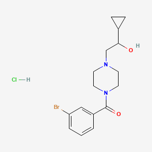 molecular formula C16H22BrClN2O2 B2912347 2-[4-(3-bromobenzoyl)piperazin-1-yl]-1-cyclopropylethan-1-ol hydrochloride CAS No. 1396748-52-9
