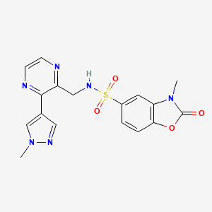 3-methyl-N-((3-(1-methyl-1H-pyrazol-4-yl)pyrazin-2-yl)methyl)-2-oxo-2,3-dihydrobenzo[d]oxazole-5-sulfonamide