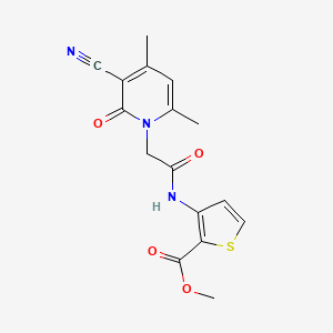 molecular formula C16H15N3O4S B2912369 METHYL 3-[2-(3-CYANO-4,6-DIMETHYL-2-OXO-1,2-DIHYDROPYRIDIN-1-YL)ACETAMIDO]THIOPHENE-2-CARBOXYLATE CAS No. 932338-43-7