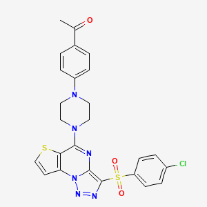 1-[4-(4-{3-[(4-Chlorophenyl)sulfonyl]thieno[2,3-e][1,2,3]triazolo[1,5-a]pyrimidin-5-yl}piperazin-1-yl)phenyl]ethanone