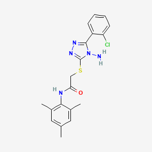 molecular formula C19H20ClN5OS B2912379 2-((4-amino-5-(2-chlorophenyl)-4H-1,2,4-triazol-3-yl)thio)-N-mesitylacetamide CAS No. 578747-33-8