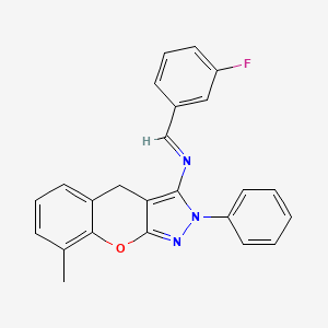 (E)-N-(3-fluorobenzylidene)-8-methyl-2-phenyl-2,4-dihydrochromeno[2,3-c]pyrazol-3-amine