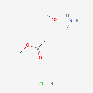 molecular formula C8H16ClNO3 B2912440 methyl (1s,3s)-3-(aminomethyl)-3-methoxycyclobutane-1-carboxylate hydrochloride, Mixture of diastereomers CAS No. 2247087-90-5