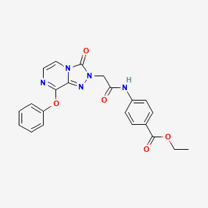 molecular formula C22H19N5O5 B2912442 ethyl 4-(2-{3-oxo-8-phenoxy-2H,3H-[1,2,4]triazolo[4,3-a]pyrazin-2-yl}acetamido)benzoate CAS No. 1216498-13-3