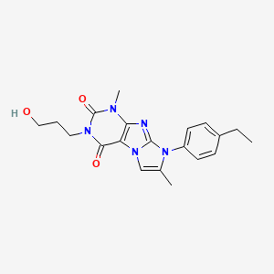 molecular formula C20H23N5O3 B2912478 6-(4-Ethylphenyl)-2-(3-hydroxypropyl)-4,7-dimethylpurino[7,8-a]imidazole-1,3-dione CAS No. 896837-71-1