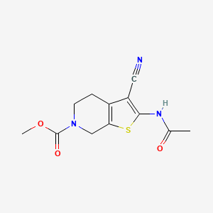 molecular formula C12H13N3O3S B2912480 methyl 3-cyano-2-acetamido-4H,5H,6H,7H-thieno[2,3-c]pyridine-6-carboxylate CAS No. 886952-80-3