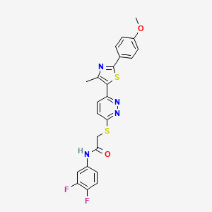 molecular formula C23H18F2N4O2S2 B2912499 N-(3,4-difluorophenyl)-2-({6-[2-(4-methoxyphenyl)-4-methyl-1,3-thiazol-5-yl]pyridazin-3-yl}sulfanyl)acetamide CAS No. 955240-60-5
