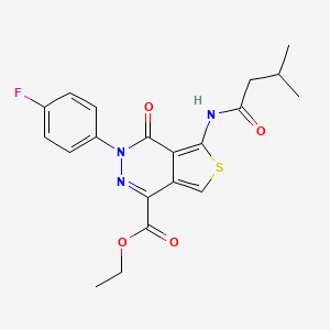 molecular formula C20H20FN3O4S B2912517 ethyl 3-(4-fluorophenyl)-5-(3-methylbutanamido)-4-oxo-3H,4H-thieno[3,4-d]pyridazine-1-carboxylate CAS No. 851948-86-2