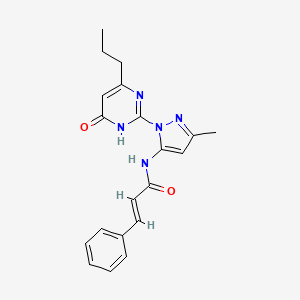 molecular formula C20H21N5O2 B2912530 N-(3-methyl-1-(6-oxo-4-propyl-1,6-dihydropyrimidin-2-yl)-1H-pyrazol-5-yl)cinnamamide CAS No. 1002932-40-2