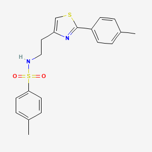 molecular formula C19H20N2O2S2 B2912535 4-methyl-N-(2-(2-(p-tolyl)thiazol-4-yl)ethyl)benzenesulfonamide CAS No. 896603-72-8