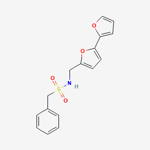 molecular formula C16H15NO4S B2912540 N-([2,2'-bifuran]-5-ylmethyl)-1-phenylmethanesulfonamide CAS No. 2034339-11-0